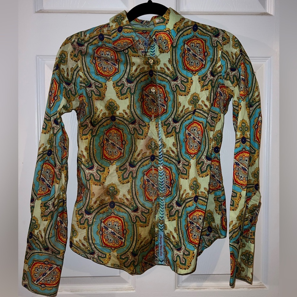 Robert Graham Green Paisley Button Down Shirt XS